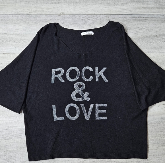 Gigi Moda Mohair Blend Rock & Love Black Dolman 3/4 Sleeve Sweater ONE SIZE 1218 - Picture 5 of 9